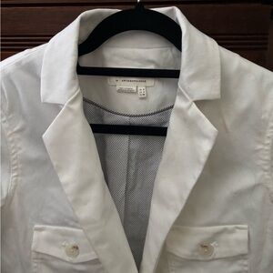 Anthropologie White Button-Front Blazer Jacket.  Size 4